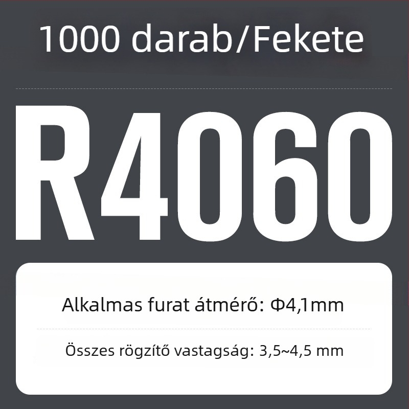 R-típusú nylon dűbe, műanyag bővítő és műanyag csattal; Anyag: Nylon PA-66; Szabvány: Nemzeti Szabvány; Pin típus: Szegecsek