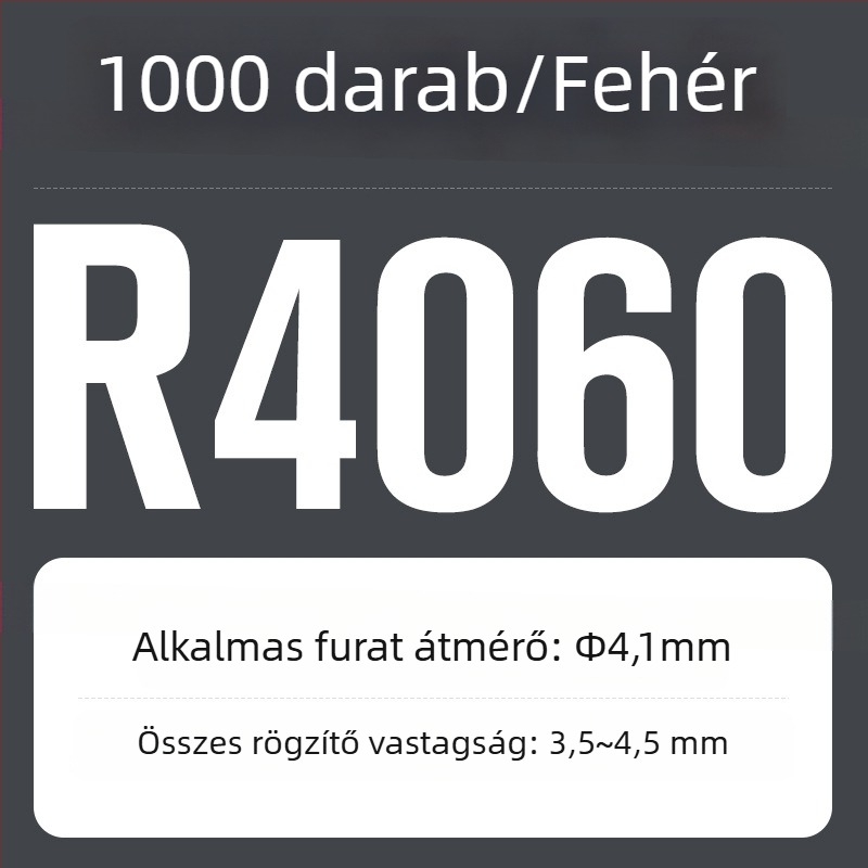 R-típusú nylon dűbe, műanyag bővítő és műanyag csattal; Anyag: Nylon PA-66; Szabvány: Nemzeti Szabvány; Pin típus: Szegecsek