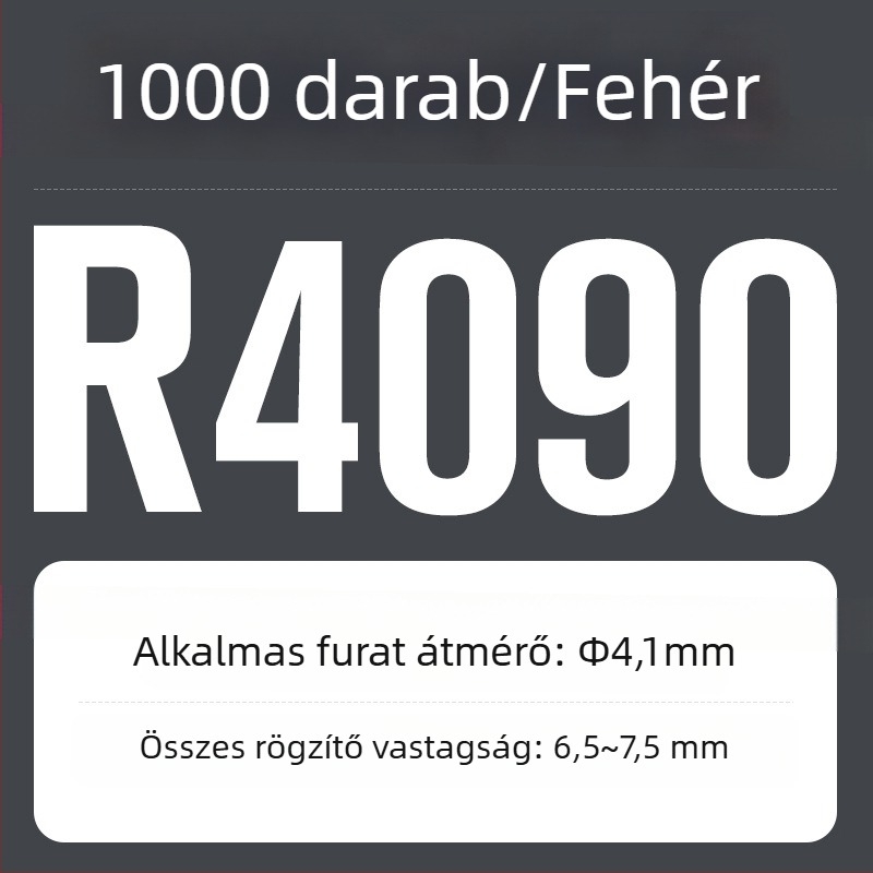 R-típusú nylon dűbe, műanyag bővítő és műanyag csattal; Anyag: Nylon PA-66; Szabvány: Nemzeti Szabvány; Pin típus: Szegecsek