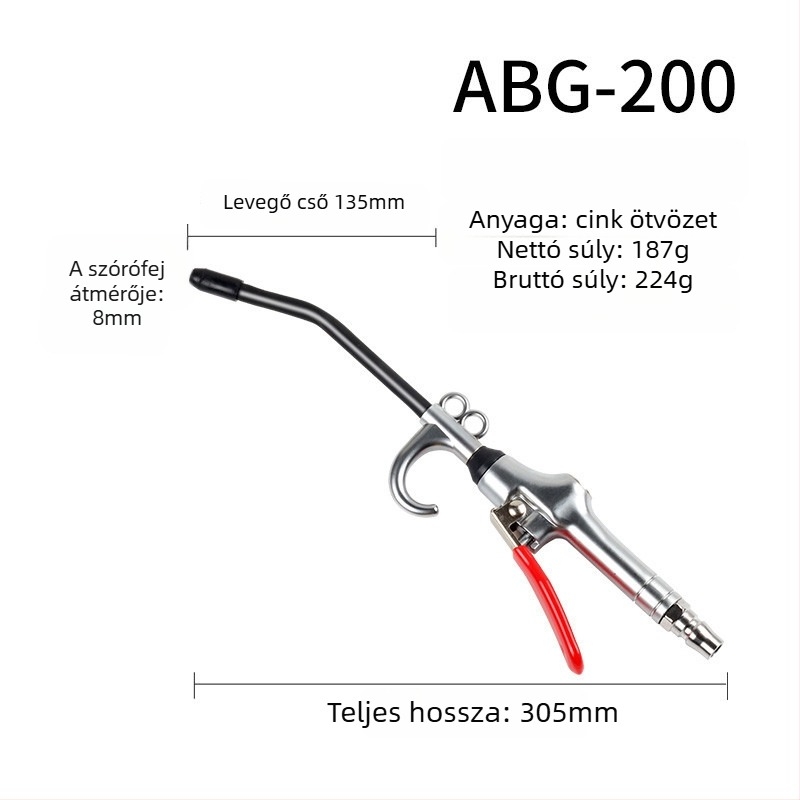 Sanyu AR-10 pneumatikus porfújó pisztoly, magas nyomású por eltávolítás, műanyag-acél dugattyú, 0,15 kg
