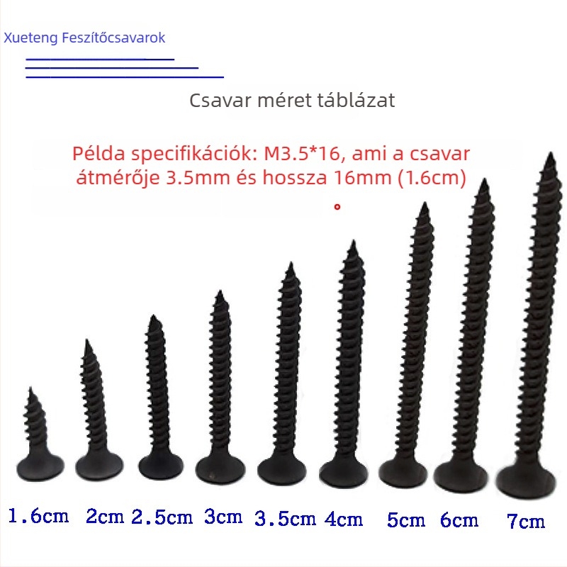 Snowteng önmetsző gipszkarton csavarok, kúpos fej, foszfát bevonat, 1022-es szénacél, GB14210