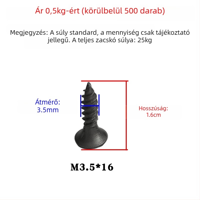 Snowteng önmetsző gipszkarton csavarok, kúpos fej, foszfát bevonat, 1022-es szénacél, GB14210