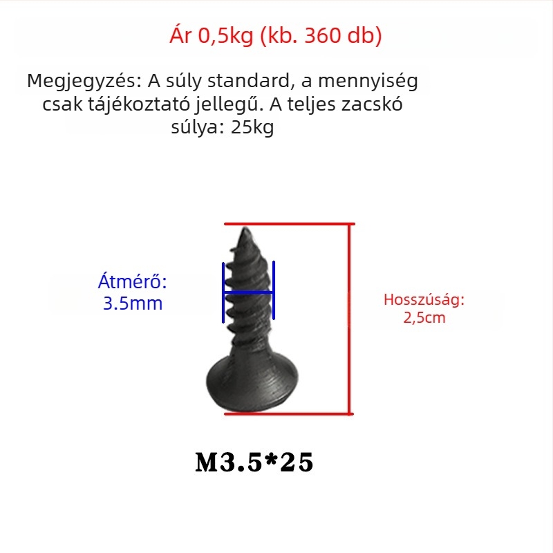 Snowteng önmetsző gipszkarton csavarok, kúpos fej, foszfát bevonat, 1022-es szénacél, GB14210