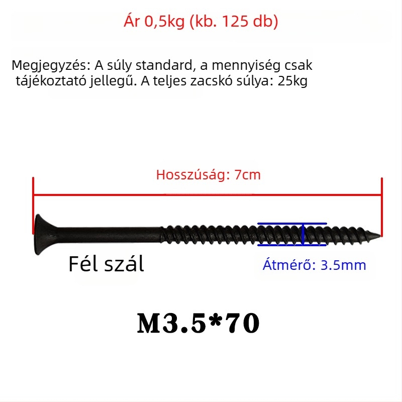 Snowteng önmetsző gipszkarton csavarok, kúpos fej, foszfát bevonat, 1022-es szénacél, GB14210