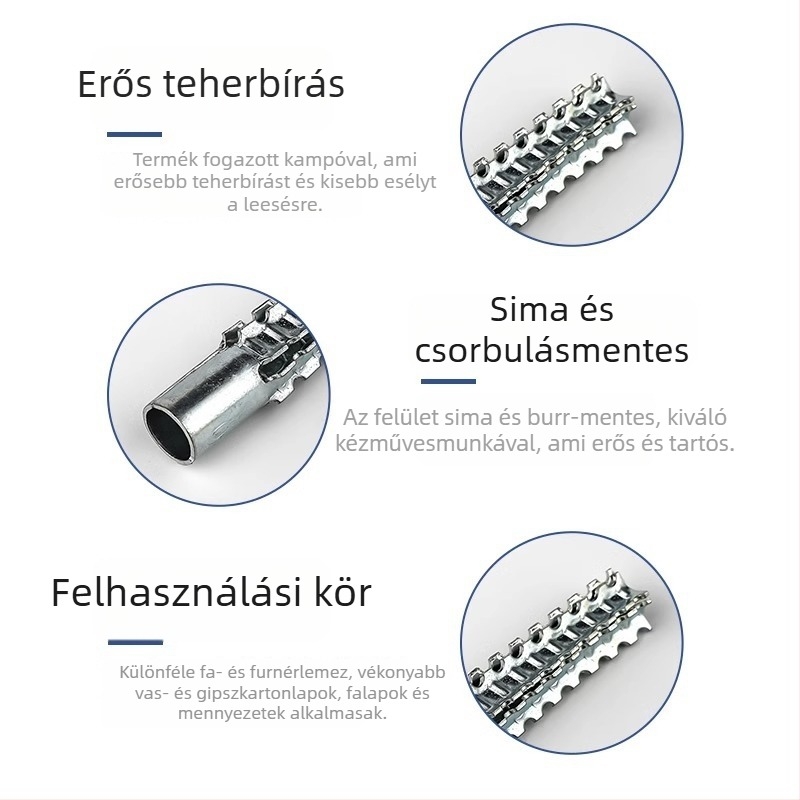 Öncsavaros bővítőcsavar vasbővítőcsővel, Neck Strength márka, osztályok B és C