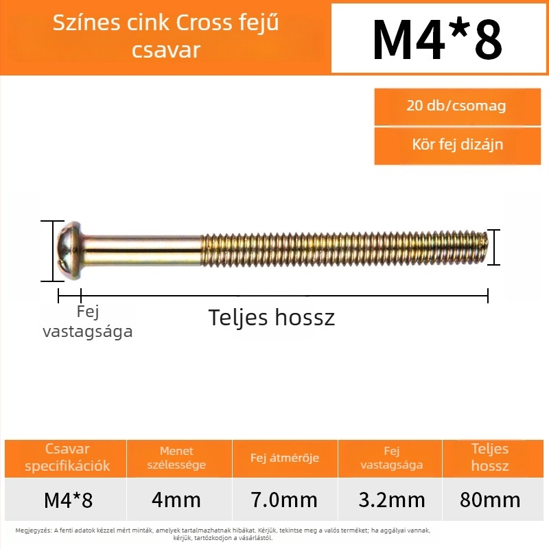 Kapcsolópanel csavarok, kör fej, M4 menet, GB/GB-T szabvány
