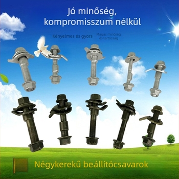 Negyedik kerék pozícionáló ekcentrikus csavarok, osztály 12.9, szénacél, felületi kezelés Dacrotizing, DIN 65438-1993, teljes hossz 80 mm