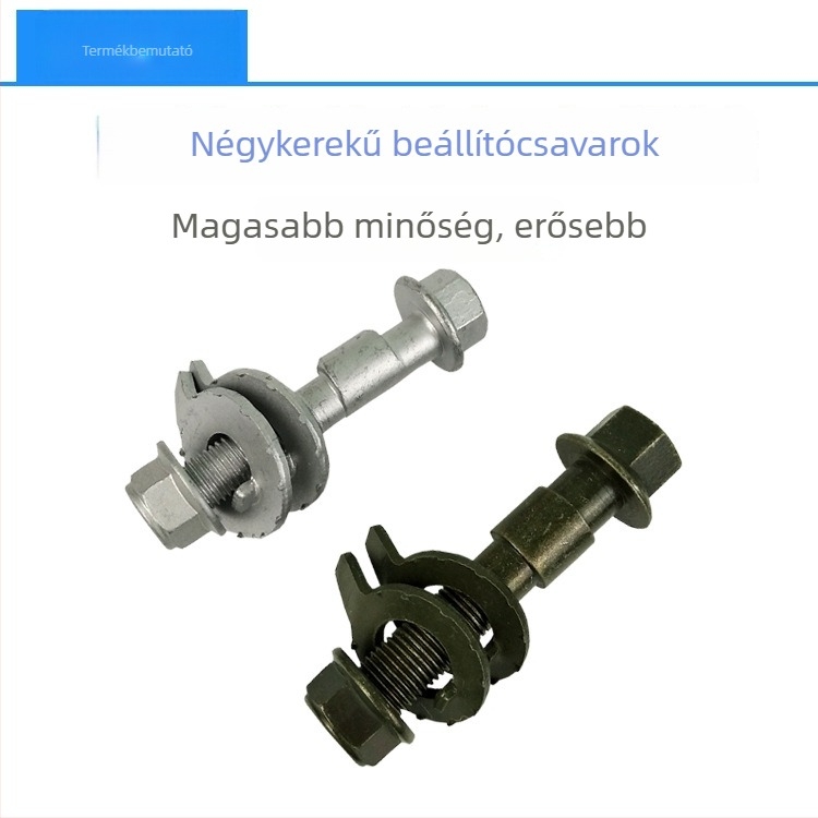 Negyedik kerék pozícionáló ekcentrikus csavarok, osztály 12.9, szénacél, felületi kezelés Dacrotizing, DIN 65438-1993, teljes hossz 80 mm