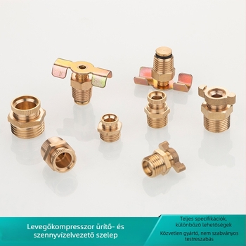 Teljesen rézből készült leeresztő szelep légkompresszorhoz, kézi működtetés, egyirányú áramlás, vízleeresztés