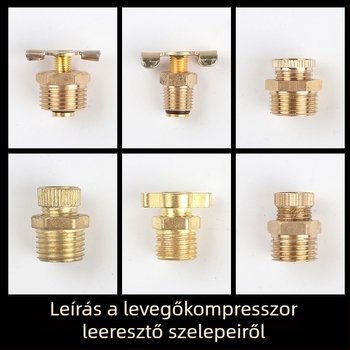 Olajmentes, csendes légkompresszor leeresztő csavaros szelep — réz test, kézi működtetés, egyirányú áramlás, pillangó szelep, gyors kiáramlási szelep