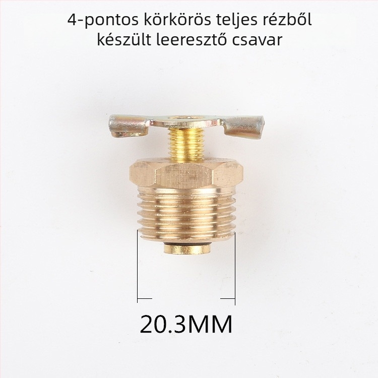 Olajmentes, csendes légkompresszor leeresztő csavaros szelep — réz test, kézi működtetés, egyirányú áramlás, pillangó szelep, gyors kiáramlási szelep