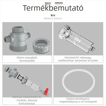 Hosszabbítható akváriumi szűrő 10–200 hálóval, ülepítő kamrával és golyóscsapával (szűrőanyag)
