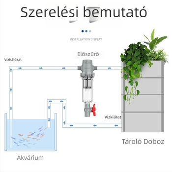 Hosszabbítható akváriumi szűrő 10–200 hálóval, ülepítő kamrával és golyóscsapával (szűrőanyag)