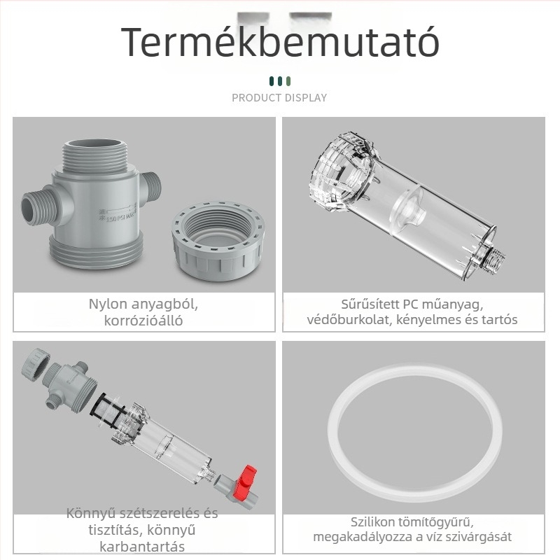Hosszabbítható akváriumi szűrő 10–200 hálóval, ülepítő kamrával és golyóscsapával (szűrőanyag)
