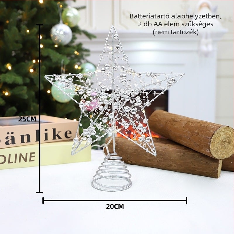 Fenyőfa csúcsát díszítő csillag – karácsonyi dekoráció, 3D üreges műanyag, modern minimalista stílus