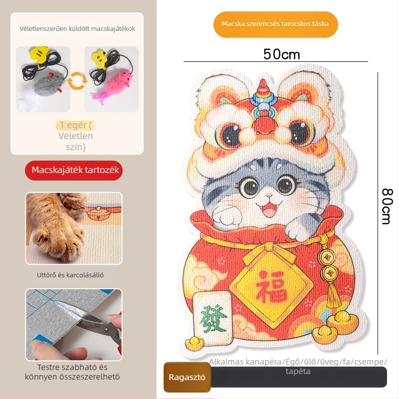 Macska karmolási tábla PVC anyagból, függőleges falra szerelhető, vágható, karikatúra stílus, márka Xinfeng Star