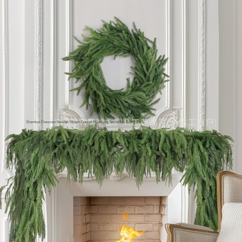 Fenyőágas girland, műanyagból és PE-ből, európai stílusú, karácsonyi dekoráció