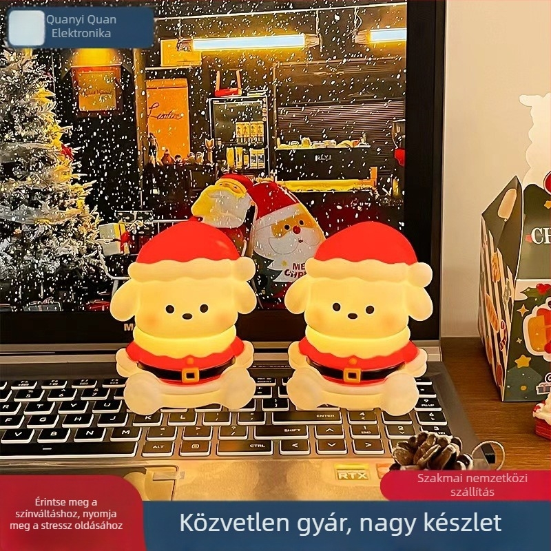 Karácsonyi asztali és kirakatdísz – rajzfilmszerű stílus, szilikon és puha ragasztó