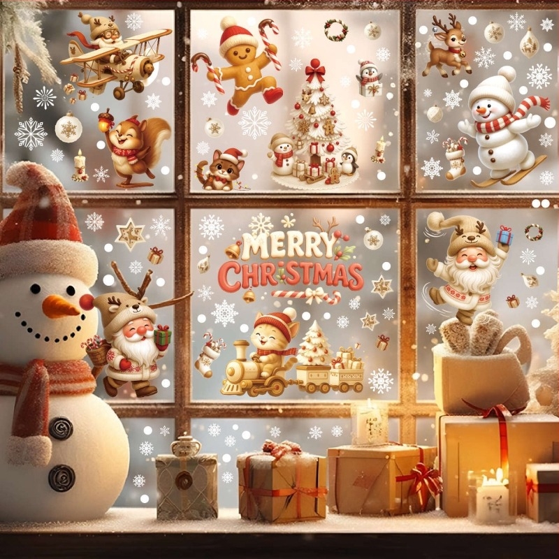 PVC anyagú karácsonyi dekorációs matrica, Xinying márka, karácsonyi stílus, alkalmas karácsonyra