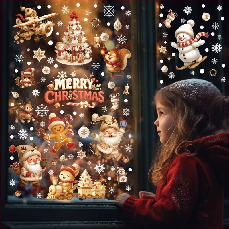 PVC anyagú karácsonyi dekorációs matrica, Xinying márka, karácsonyi stílus, alkalmas karácsonyra