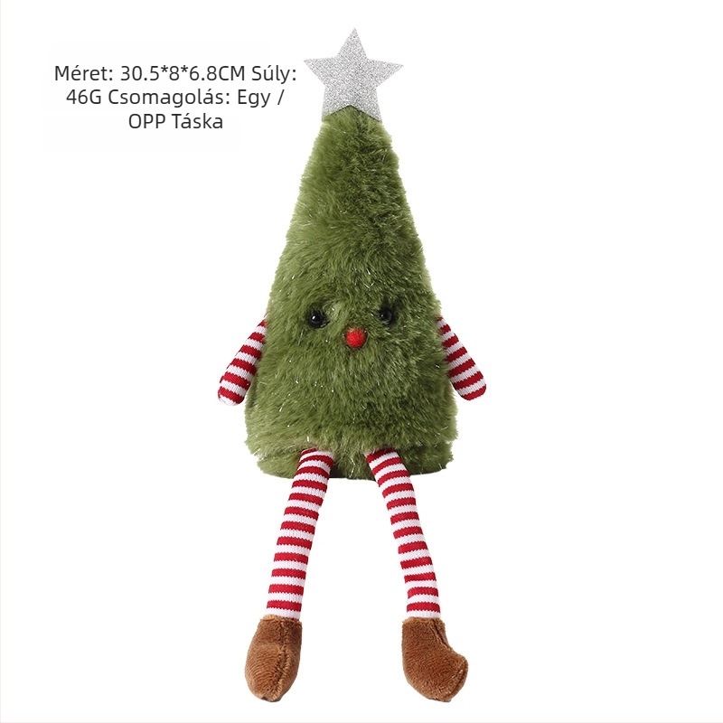 Plüss karácsonyfa baba otthoni dekorációhoz és bulikhoz; Anyag: nem szőtt textil és vászon; Stílus: koreai, rajzfilmszerű, modern minimalizmus; Karácsony