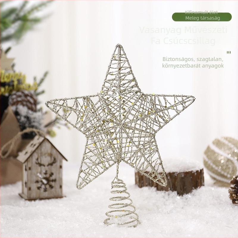 Karácsonyfa csúcscsillag, vasból, félig kézi gyártású, modern minimalista stílus, kategória: karácsonyfa csúcscsillag, alkalmas karácsonyra