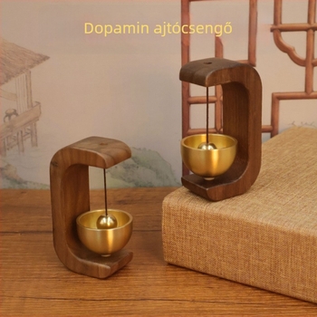 Réz ajtócsengő, szélcsengő mágneses sárgaréz medállal, japán kézműves