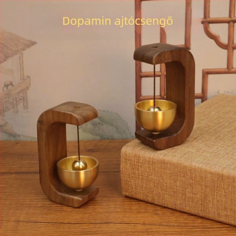 Réz ajtócsengő, szélcsengő mágneses sárgaréz medállal, japán kézműves