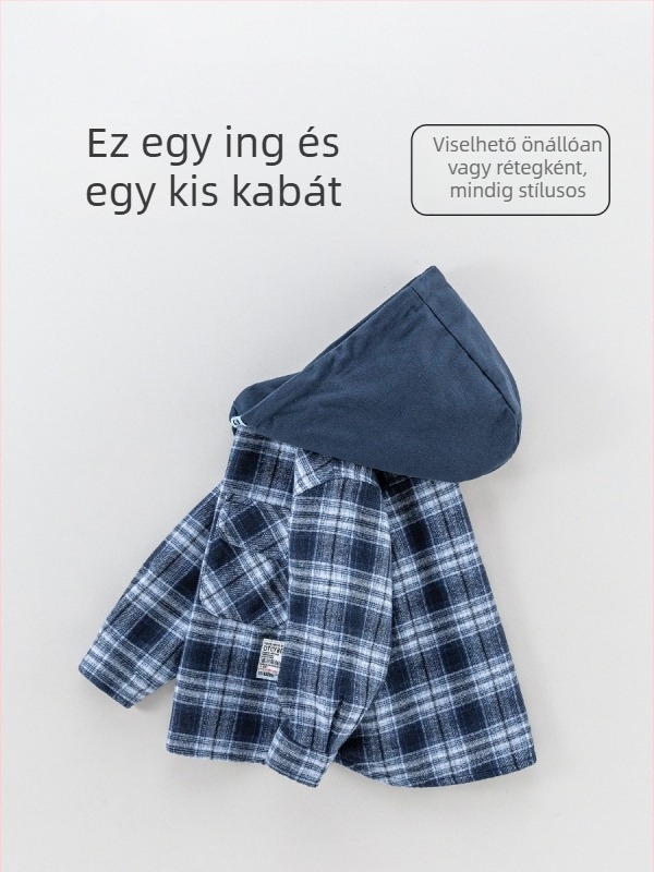 Gyermekek téli inge, koreai stílus, fleece bélés, pamutkeverék anyag 35% pamut tartalom, 3–8 éveseknek, hosszú ujjú, kerek nyakú