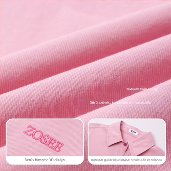 Lányoknak szóló pamut ing, hosszú ujjú, galléros, tavasz–ősz, 100% pamut, 8 év felett