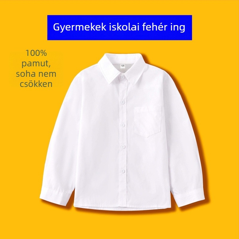 Beicai iskolai fiúknak szólóing, hosszú ujjú, négyzet alakú gallér, 100% pamut, 8+ évesek