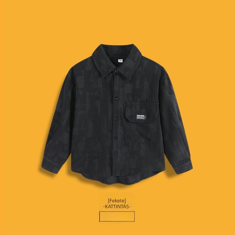 Gyerekeknek készült ing, hosszú ujjú, reveres gallér, pamut, tavasz–ősz