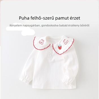 Gyerekeknek szóló ing, hercegnő-stílus, rever gallér, 100% pamut, hosszú ujjú