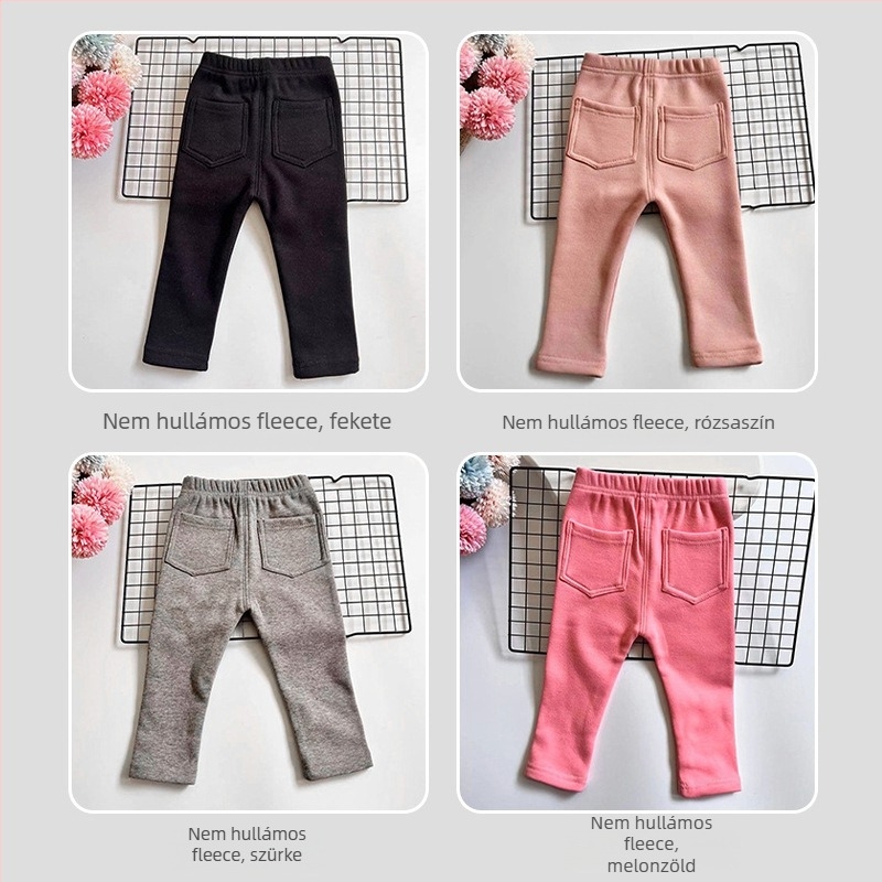 Gyerekeknek készült pamut denim nadrág, 95% pamut, középső derekú elasztikus övvel, egyszínű, téli, 3–8 évesek