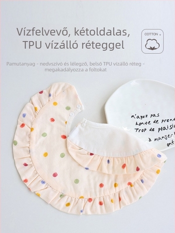 Princess nyálvédő baba – 95% pamut, vízálló, foltálló, uniszex, minták: virágok és pöttyök