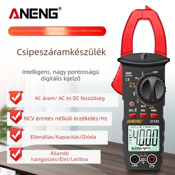 ANENG ST180 digitális clamp-mérő, AC/DC mérés, 600 V, 400 A, 40 MΩ, 4000 értékek