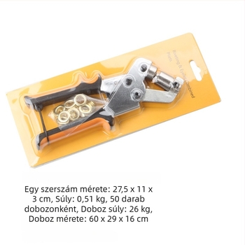 Szemlyuk-készítő fogó és kapocs készlet ponyvákhoz – lyukak 6/10 mm, 45# acél, 0,51 kg, Sky Tiger