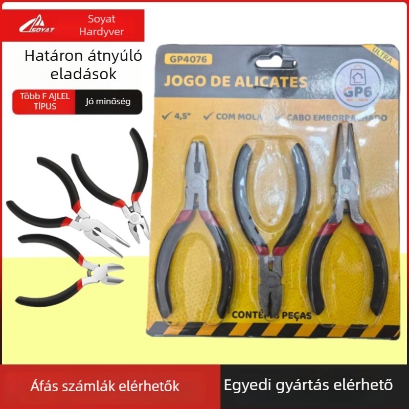 3 darabos kézzel készített drótvágó fogó készlet diagonális heggyel, testreszabható, szerszámacélból, 0,03 kg