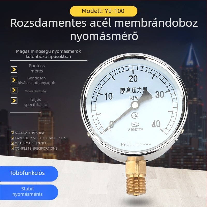 Bellows nyomásmérő YE-100, pontossági osztály 2.5, menetes csatlakozás