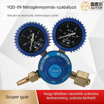 Nitrogén szabályozó diafragmas nyomásmérővel, tartomány 2.5/25, belső menet, névleges Ø8, környezeti hőmérséklet 30°C