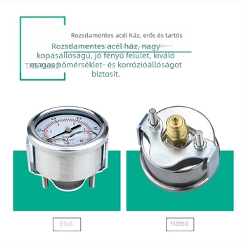 Szeizmikus nyomásmérő YN50Z-axilis, panelre szerelhető klipsz-típusú kiegészítővel; axiális menetes csatlakozás; mérési tartomány 0-60 és -0,1-2,4; pontossági osztály 2,5