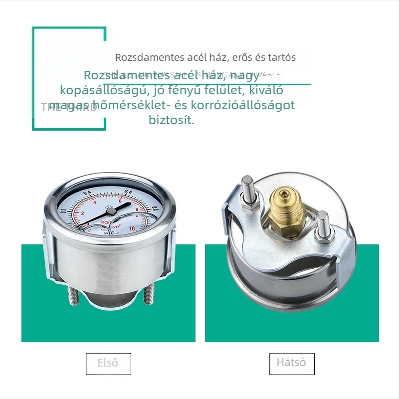 Szeizmikus nyomásmérő YN50Z-axilis, panelre szerelhető klipsz-típusú kiegészítővel; axiális menetes csatlakozás; mérési tartomány 0-60 és -0,1-2,4; pontossági osztály 2,5