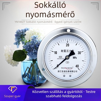 Ütésálló nyomásmérő YN100ZT, menet M20×1.5, tartomány -0,1–100, pontosság 1,6