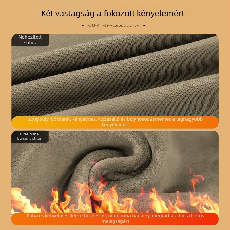 Pamut körkörös nyakú pulóver, hosszú ujjú, laza szabású, 320 g súly