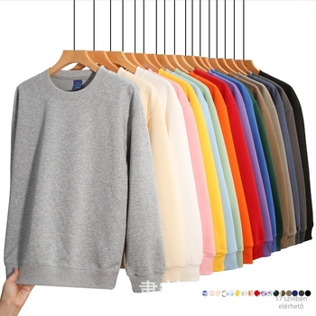 Masszív fleece-béléssel ellátott pulóver kerek nyakú, pamutkeverék ≥96%, hosszú ujjú, laza szabású