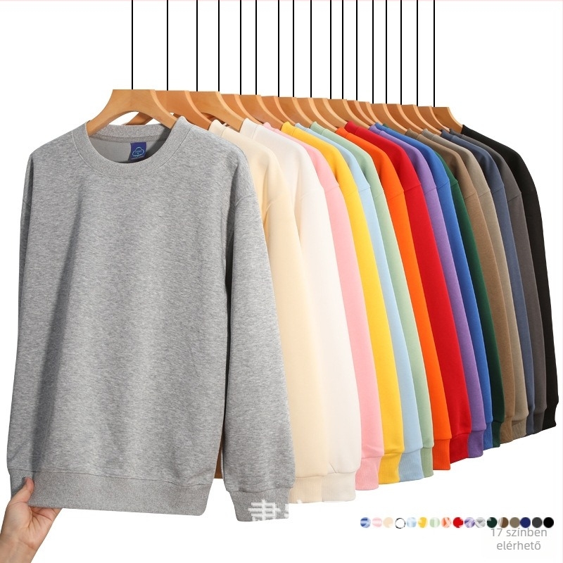 Masszív fleece-béléssel ellátott pulóver kerek nyakú, pamutkeverék ≥96%, hosszú ujjú, laza szabású