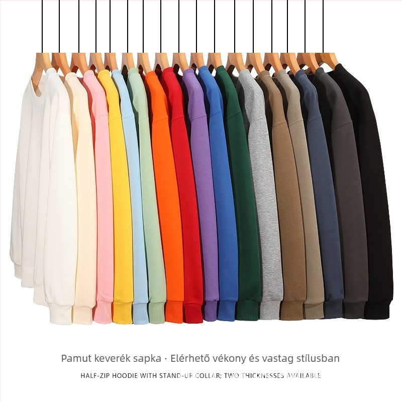 Masszív fleece-béléssel ellátott pulóver kerek nyakú, pamutkeverék ≥96%, hosszú ujjú, laza szabású