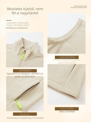 Férfi fleece mellény – vastag fleece, álló gallér és cipzár, logó nyomtatás, munkaruházat
