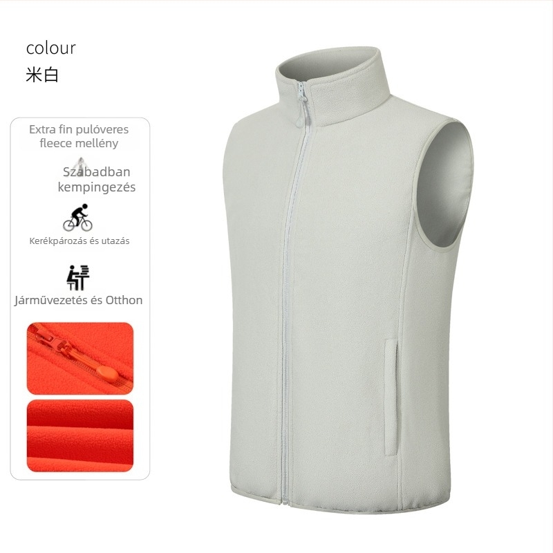 Férfi fleece mellény – vastag fleece, álló gallér és cipzár, logó nyomtatás, munkaruházat