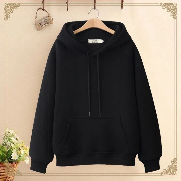 Női 100% pamutkapucnis pulóver, laza szabás, hercegnő ujjak